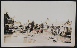 1915 photo postcard 9th Co. Engineers after hurricane Texas City Texas
