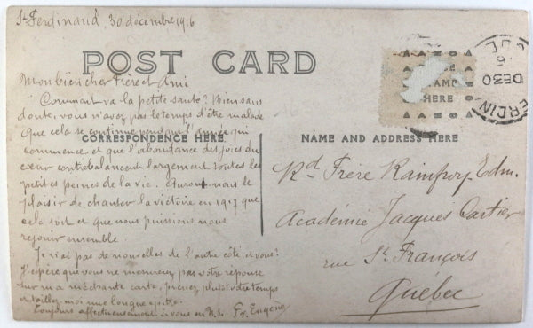 1916 St Ferdinand QC carte postale photo plaisirs d’hiver, Frères