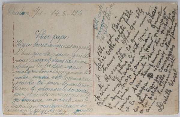 1916 France Guerre 14-18 CPA patriotique fille en uniforme 'zouave'