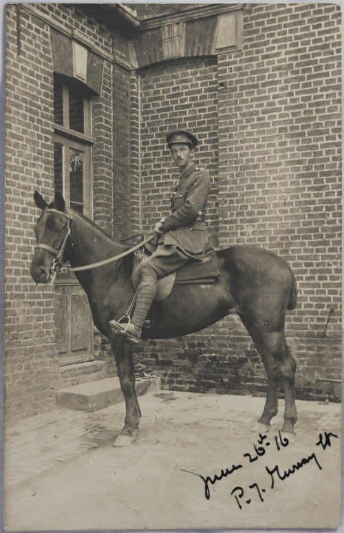 1916 WW1 RPPC photo postcard of British cavalry Lieutenant Murray