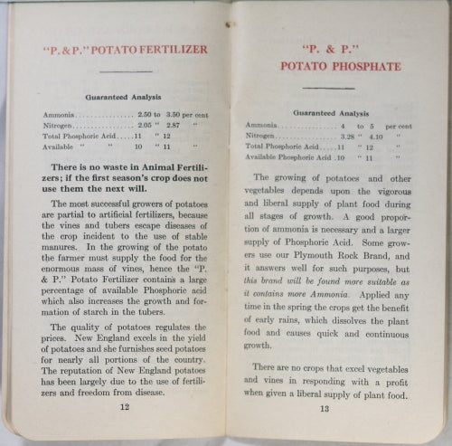 1916 advertising pamphlet for Parmenter and Polsey Fertilizer Co. 1916 advertising pamphlet for Parmenter and Polsey Fertilizer Co.