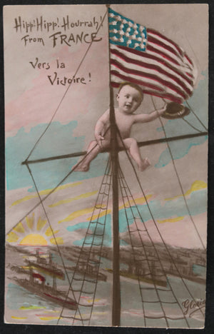1917 France WW1 postcard celebrating US entry into War
