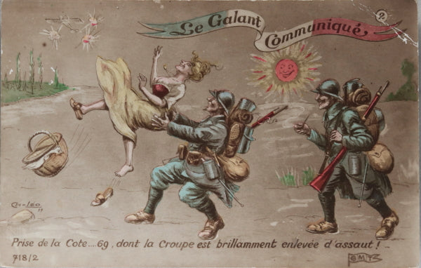 1917 France Guerre 14-18 carte postale patriotique ‘Le Galant Communiqué’