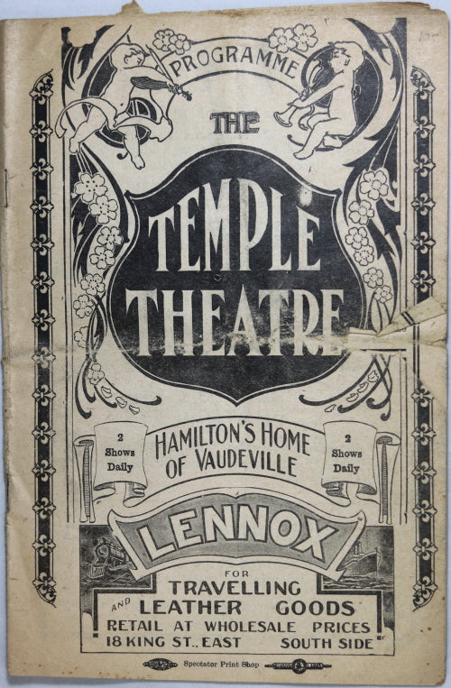 1917 programme Hamilton Ontario's Temple Theatre vaudeville show (2/2) 1917 programme Hamilton Ontario's Temple Theatre vaudeville show (2/2)