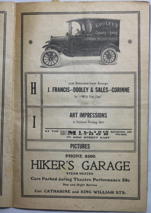 1917 programme Hamilton Ontario's Temple Theatre vaudeville show (2/2) 1917 programme Hamilton Ontario's Temple Theatre vaudeville show (2/2)