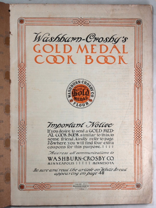 1917 vintage Gold Medal Flour Cook Book, Minnesota