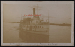 1918 Canada photo postcard, steamboat Ottawa River, Thurso QC
