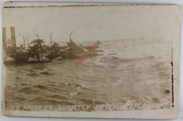 1918 WW1 destroyer U.S.S. Manley 3 photo postcards explosion damage