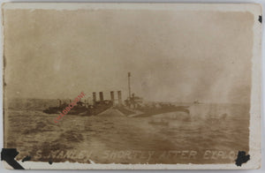 1918 WW1 destroyer U.S.S. Manley 3 photo postcards explosion damage