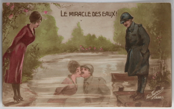 1918 France Guerre 14-18 carte postale patriotique Le Miracle des Eaux