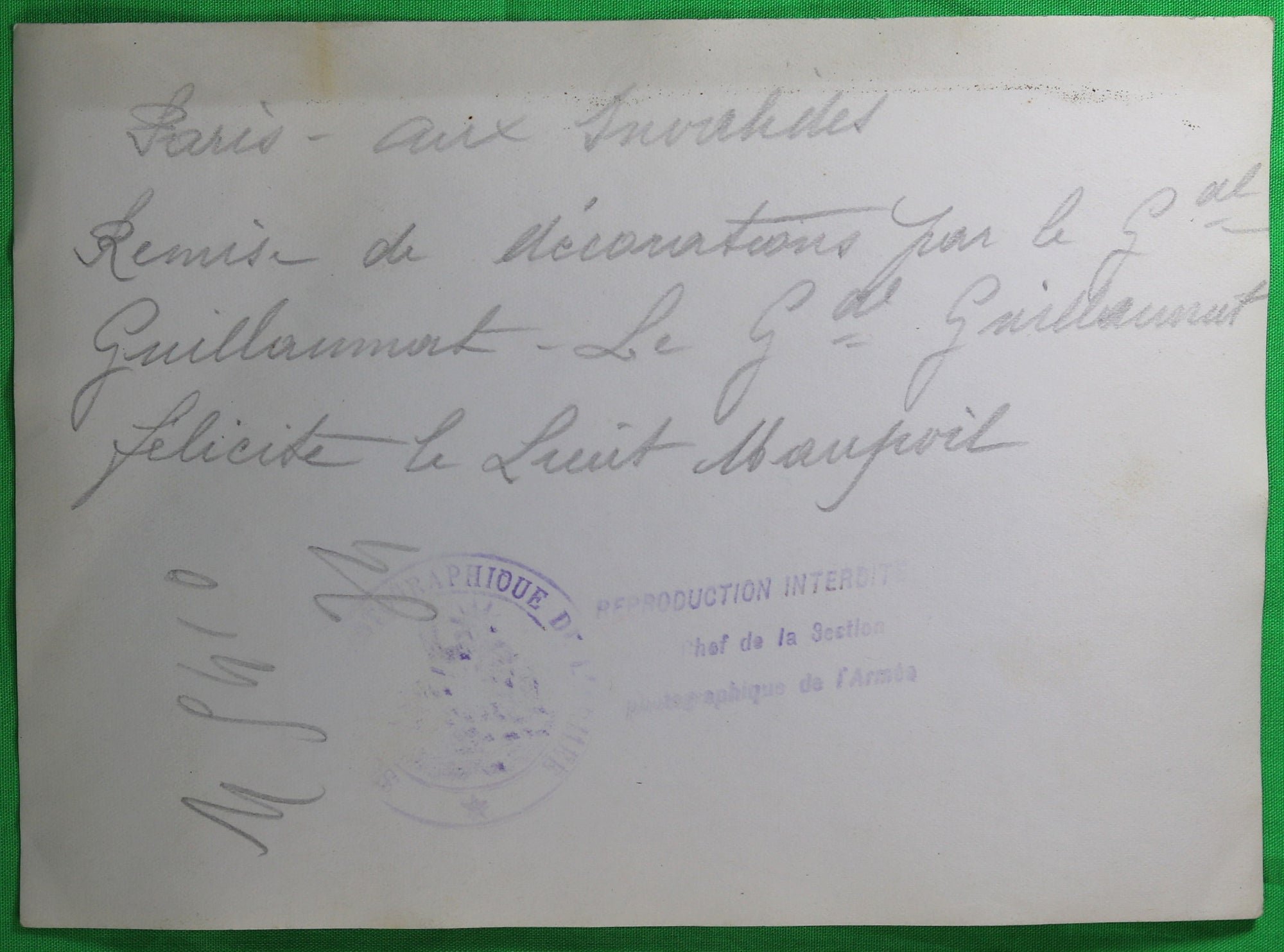 1918 Photo X2 de remise de décoration par général Guillaumat au Lt. Maupoil