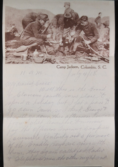 1918 WW1 illustrated letter from Camp Jackson , Columbia S.C.