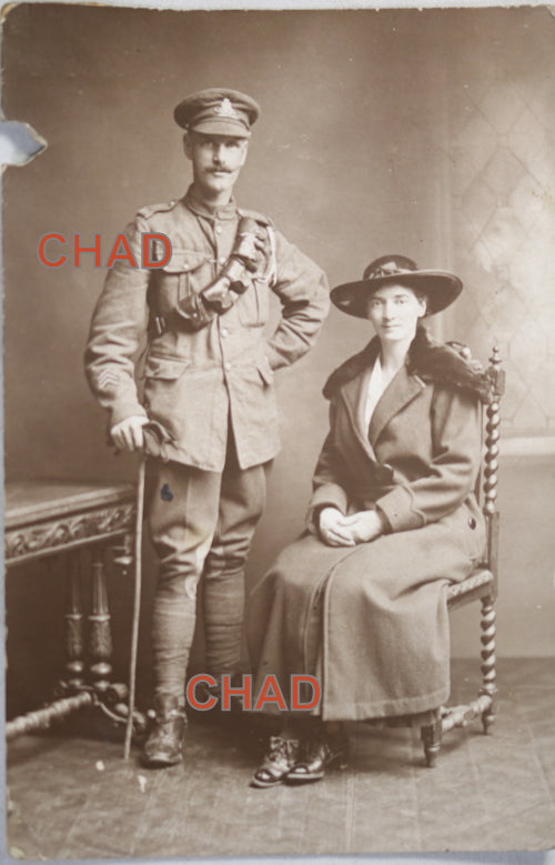 1918 WW1 postcard wedding photo of British soldier and his wife 1918 WW1 postcard wedding photo of British soldier and his wife