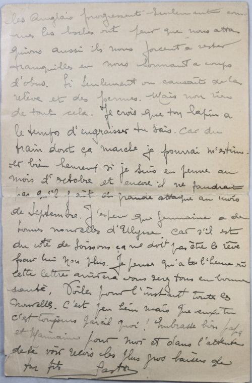1918 lettre d’un poilu à sa mère, il a été victime d'une attaque de gaz