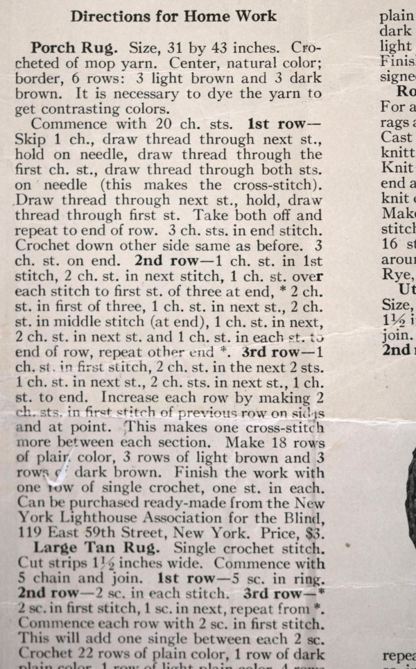 1918 pamphlet needlework directions for ‘Making Your Own Summer Rugs’