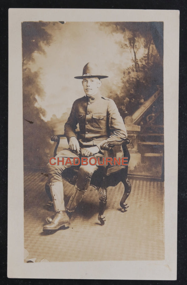 1918 photo postcard of American soldier, Cincinnati OH