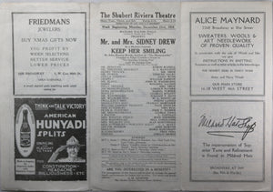 1918 printed program for Schubert Riviera Theatre NYC