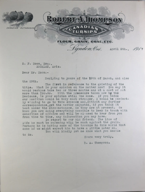 1918 two letters with Canadian Turnips letterhead, Lynden Ontario