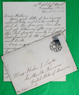 1918 letter from American soldier 15th Infantry, based in Tientsin China