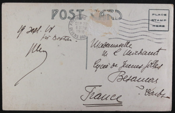 1918 photo postcard of a baseball game, town park Ayer, Massachusetts