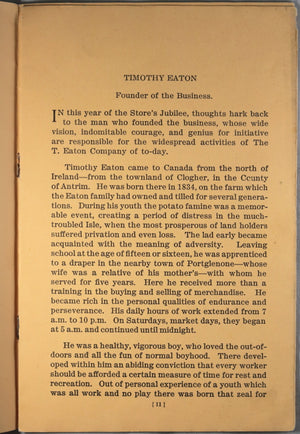 1919 T. Eaton Golden Jubilee Souvenir pamphlet (Canada)