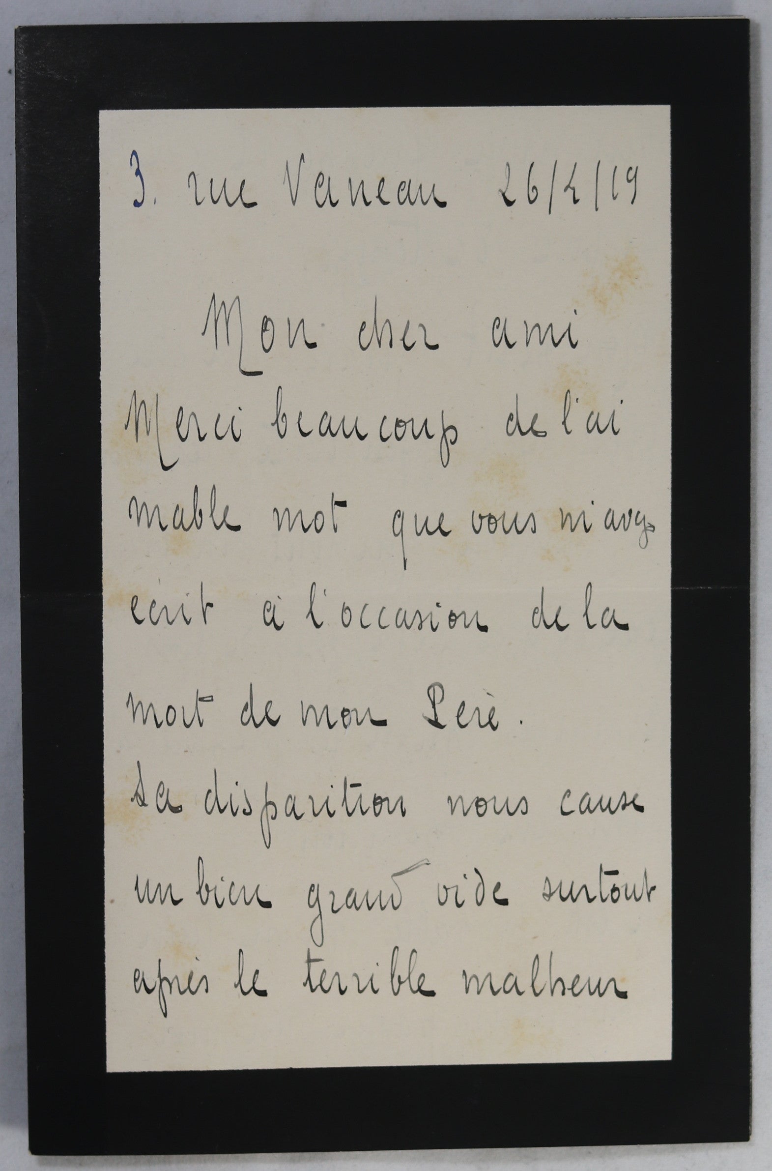 1919 lettre de Vicomte Henry de France (auteur) à M. Saint-Maur
