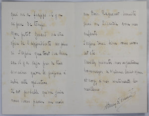 1919 lettre de Vicomte Henry de France (auteur) à M. Saint-Maur
