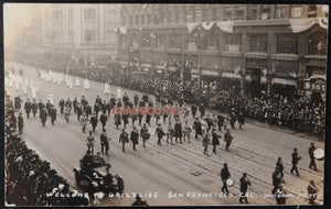 1919 photo postcard “Grizzlies” (144th Artillery) parade San Francisco