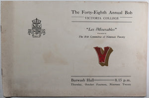 1920 Toronto programme for 48th Annual 'Bob' Victoria College 