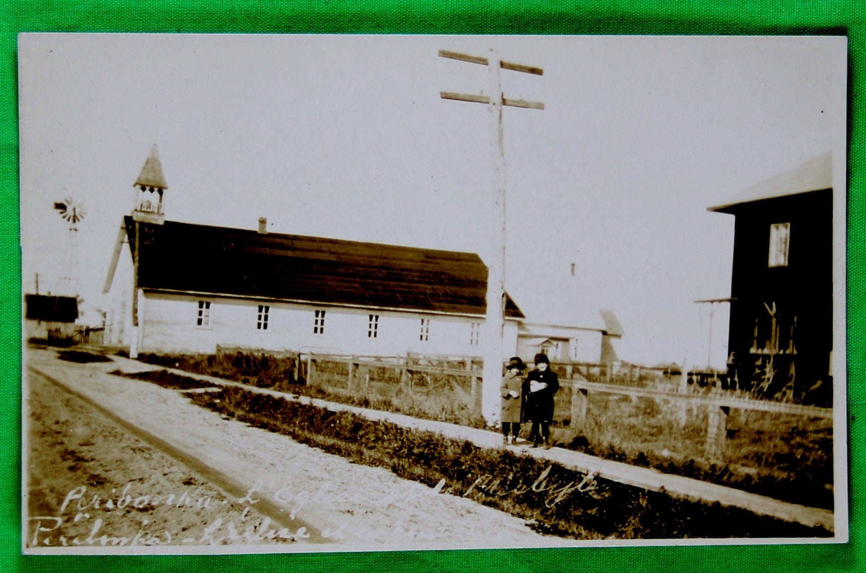@1920s photo postcard church Péribonka Quebec