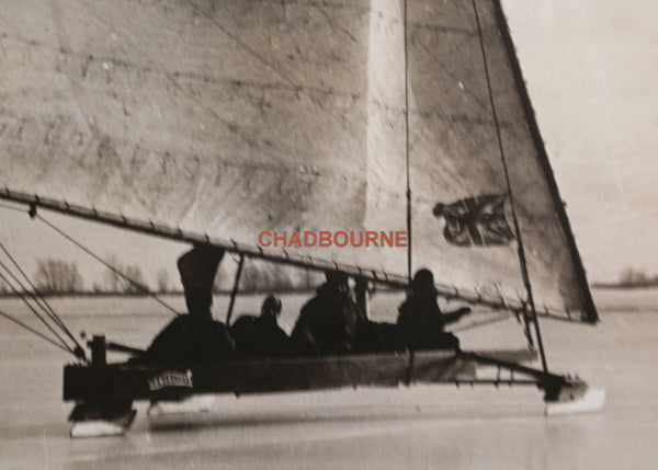 1920s two photos of ice-boating on Toronto Bay Canada