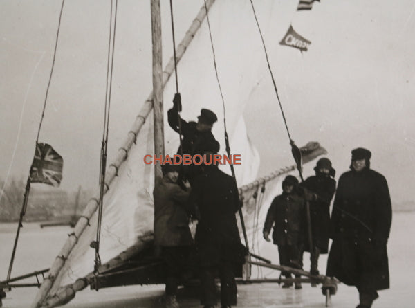 1920s two photos of ice-boating on Toronto Bay Canada
