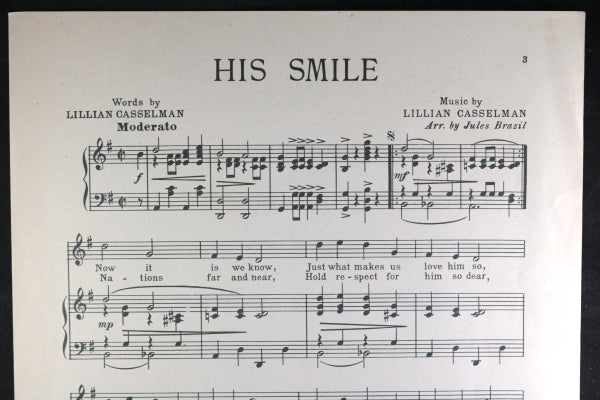 1921 Canadian patriotic song sheet ‘His Smile’, soldier’s charity