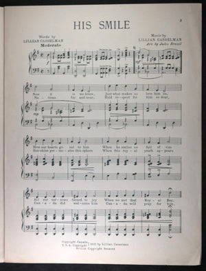 1921 Canadian patriotic song sheet ‘His Smile’, soldier’s charity