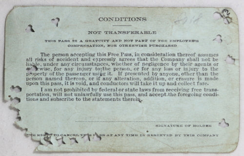 1921 Central Vermont Railway employee pass
