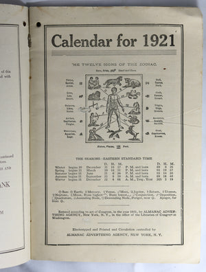 1921 'Every Day Almanac and Home Helps' NY Trust