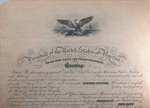 1921 Woodrow Wilson Navy appointment of Lieutenant Arthur Nickerson