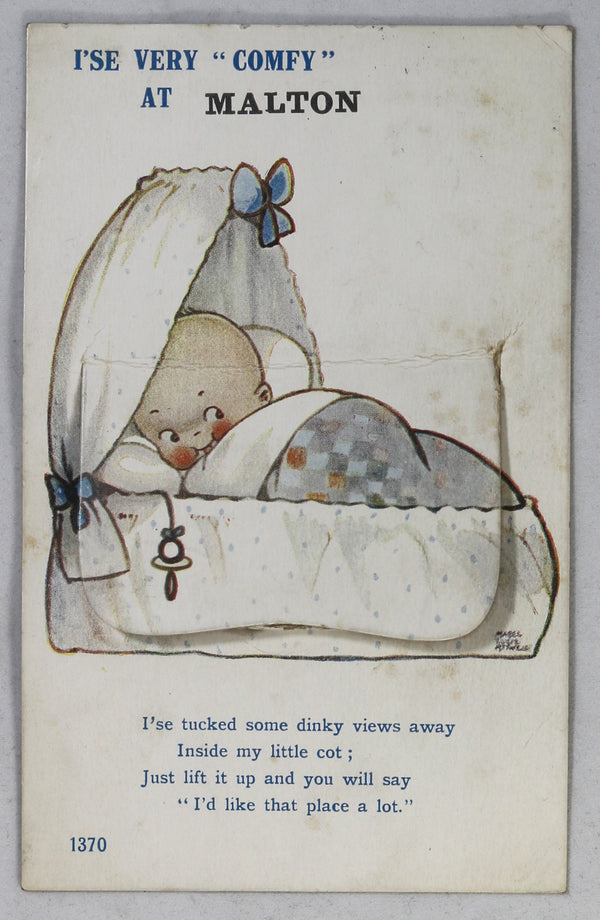 1921 novelty postcard, baby with hidden photos of Malton UK 1921 novelty postcard, baby with hidden photos of Malton UK