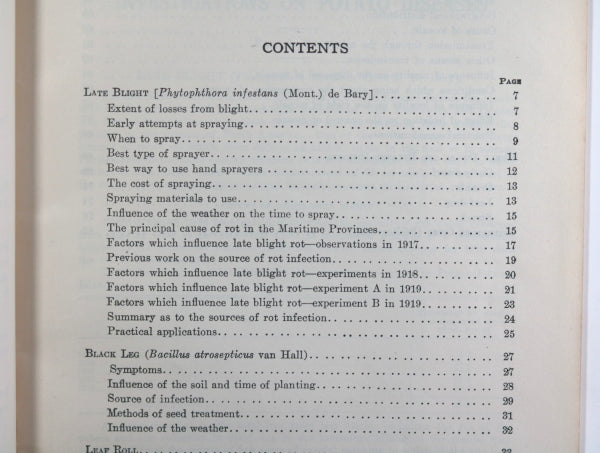 1921 pamphlet ‘Investigation of Potato Diseases’ (Canada)