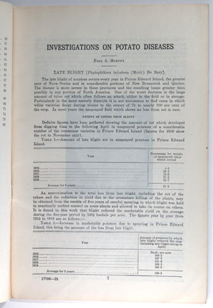 1921 pamphlet ‘Investigation of Potato Diseases’ (Canada)
