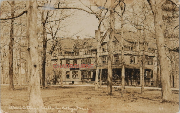 1921 photo postcard Wood Cottage, Wellesley College Mass.