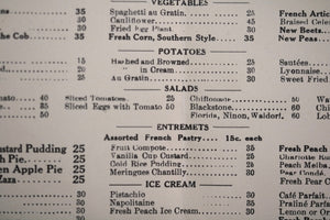 1922 Canada Luncheon menu Windsor Hotel Montreal Quebec