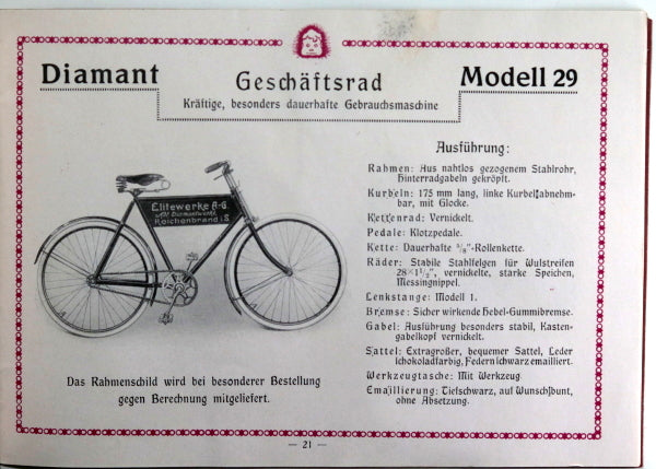 1922 German catalog for Diamant-Fahrräder bicycles