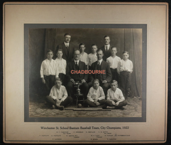 1922 Toronto, photo Winchester St School Bantam Baseball Team