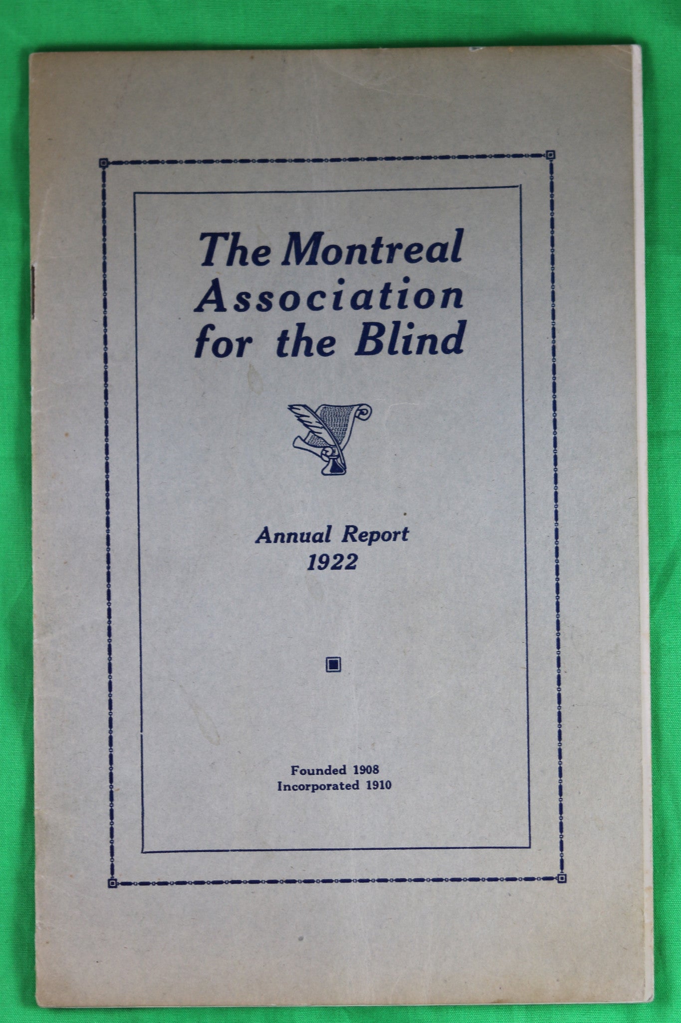 1922 Annual Report – Montreal Association for the Blind