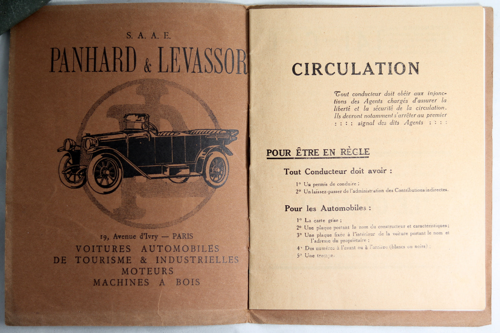 @1922 Brochure Paris Circulation – conseil pour conducteurs + publicités