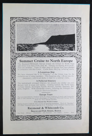1922 advertising Summer Cruise to North Europe by Raymond-Whitcomb Boston