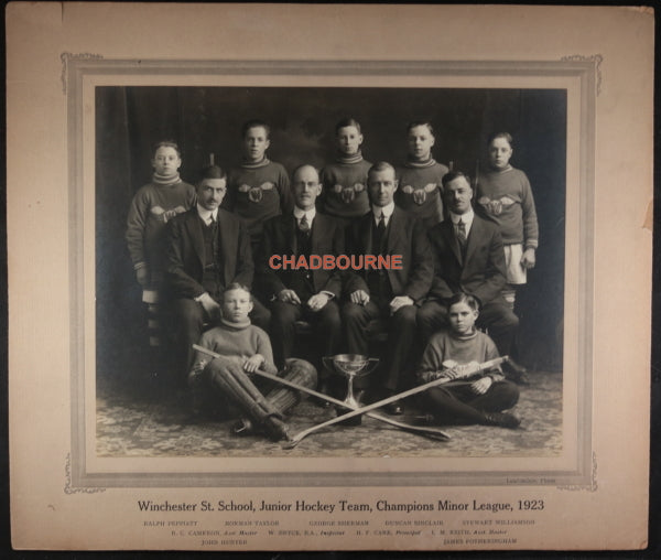 1923 Toronto, photo Winchester St School Junior Hockey Team