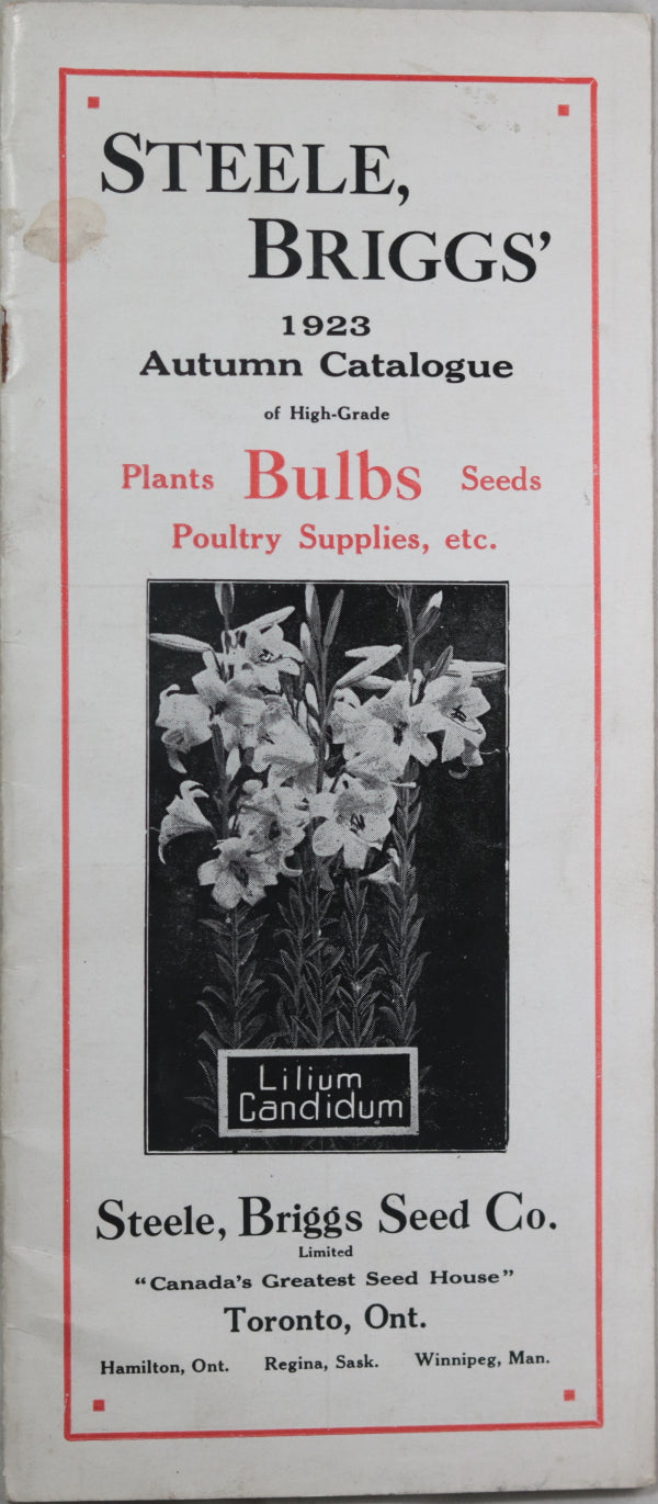 1923 Autumn Catalogue for Plants, Bulbs, & Seeds, Toronto Canada