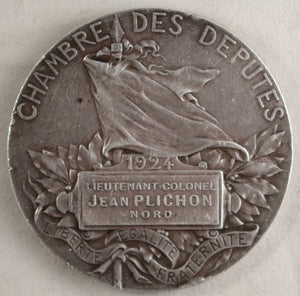 1924 France médaille Prud’homme Chambre des Députés Lt. Jean Plichon